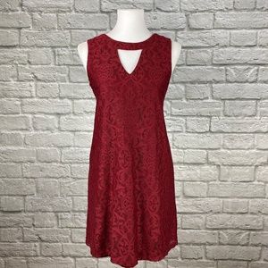 Miami Red Lace Cutout Neckline Dress